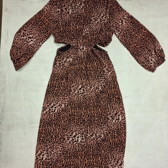 NWT Ranna Gill Anthropologie Animal Print Cutout Midi Dress - Picture 3 of 7